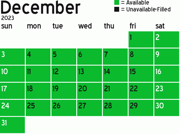 Missionary Dinner Calendar